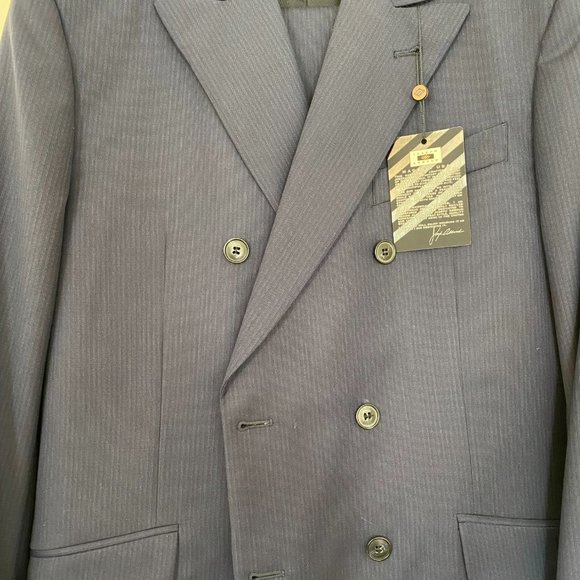 Joseph Abboud Slim Fit Super 120's Double Breasted Blue Suit - Picture 1 of 6
